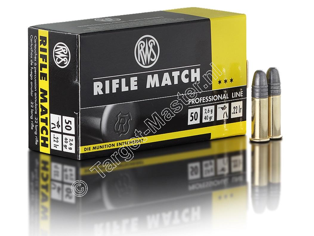 RWS Professional Line RIFLE MATCH Munitie .22 Long Rifle 40 grain Lead Round Nose verpakking 50